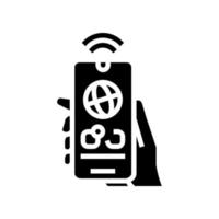 ilustración de vector de icono de glifo de aplicación móvil de comunicación de internet
