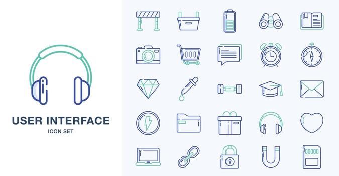 Basic ui, Essential, Icon, web, icon set, outline coloured icon set vector