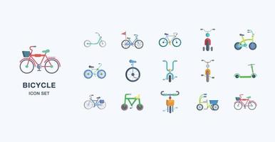 conjunto de iconos planos de bicicleta vector