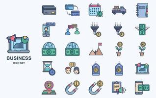 conjunto de iconos de vector de negocios y finanzas