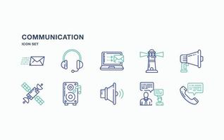 conjunto de iconos de comunicación y tecnología vector