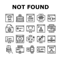 Not Found Web Page Collection Icons Set Vector