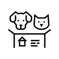 perro y gato buscando nueva casa línea icono vector ilustración