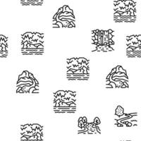 River And Lake Nature Landscape Vector Seamless Pattern