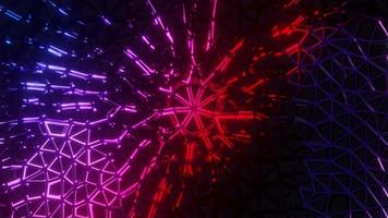 A 4K UHD 60FPS vj loop or dj loop 3D illustration of dynamic neon illumination on grid video