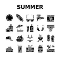 Summer Vacation Travel Collection Icons Set Vector