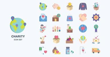 Donation and Charity flat icon set vector