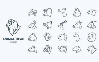 Variety of animal head icon set with side view vector