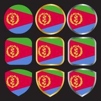 icono de vector de bandera de eritrea con borde dorado y plateado