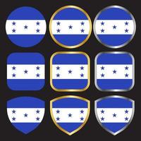 honduras flag vector icon set with gold and silver border-01