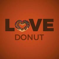 love donut typography with donut icon vector