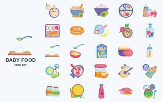 Variety of Baby Food icon set with different types of ingredients vector