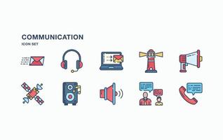 conjunto de iconos de comunicación y tecnología vector