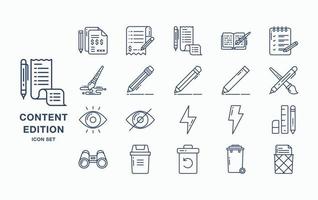 Content editing and editing tools icon set vector