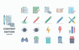 Content editing and editing tools icon set vector