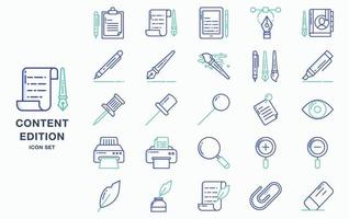 Content editing and editing tools icon set vector