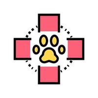 medical cross pet paw color icon vector illustration