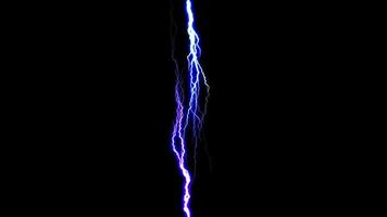 Blue Lightning Thunder isolated on black background. video