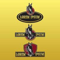 luxury emblem badge black horse logo bundle set vector