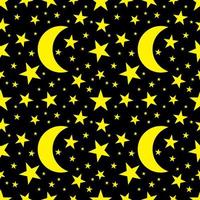 night sky background with moon and stars seamless pattern vector