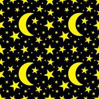 night sky background with moon and stars seamless pattern vector