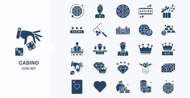 Casino and gambling solid icon set vector