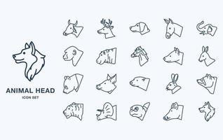 Variety of animal head icon set with side view vector