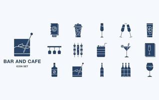 Bar and Cafe icon set, restaurant objects vector