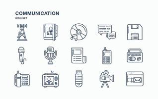 conjunto de iconos de comunicación y tecnología vector