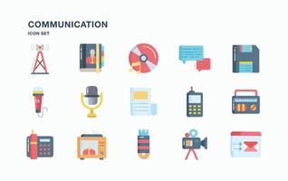 conjunto de iconos de comunicación y tecnología vector