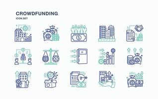 conjunto de iconos de crowdfunding y negocios vector