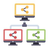 Conceptual flat design icon of computer network vector