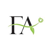 elegant feminim minimalist initial FA letter logo with flower vector