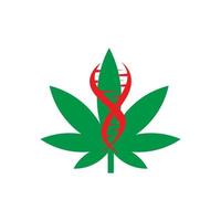 cannabis leaf with DNA symbol logo template vector