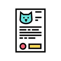 ilustración de vector de icono de color de documento médico de gato