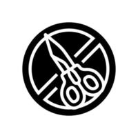 scissor use prohibition sign glyph icon vector illustration