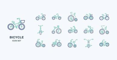 Bicycle outline coloured icon set vector
