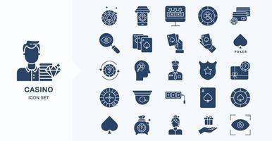 conjunto de iconos sólidos de casino y juegos de azar vector