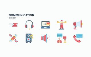 conjunto de iconos de comunicación y tecnología vector