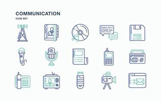 conjunto de iconos de comunicación y tecnología vector