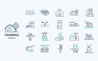 conjunto de iconos de vector de agricultura y agricultura