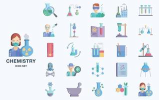 conjunto de iconos de vector de química y experimento