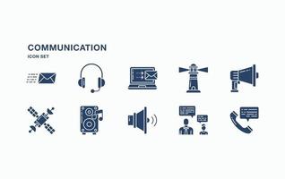 conjunto de iconos de comunicación y tecnología vector