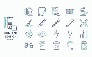 Content editing and editing tools icon set vector