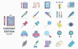 Content editing and editing tools icon set vector