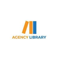 agency library logo with stand books illustration vector