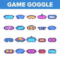 Game Goggles Vector Color Line Icons Set