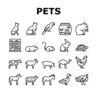 mascotas, animales domésticos, colección, iconos, conjunto, vector