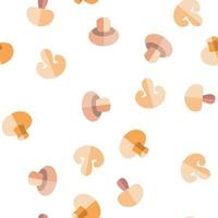 Champignon, Edible Mushroom Vector Seamless Pattern