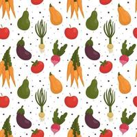 Vector pattern with vegetables and fruits